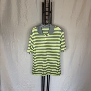 Nike Gray and Yellow Striped Polo Shirt‎